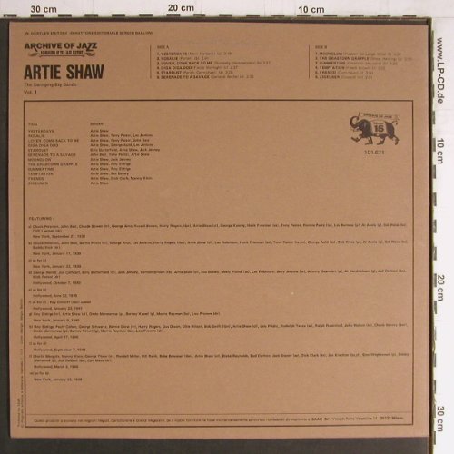 Shaw,Artie: The Swinging Big Band 1(1938&sol;1945), Archive Of Jazz (101.671), I, Vol.15, 1974 Typ: LP Best.-Nr.: Y3992 Preis: 6,00 Euro.