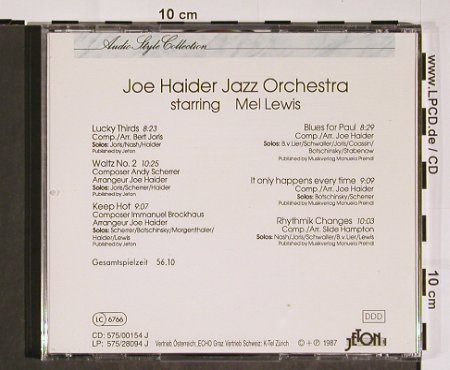 Haider Jazz Orchester,Joe: Keep Hot, Jeton (575/00154 J), D, 1987 Typ: CD Best.-Nr.: 84453 Preis: 7,50 Euro.