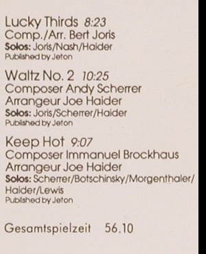 Haider Jazz Orchester,Joe: Keep Hot, Jeton (575/00154 J), D, 1987 Typ: CD Best.-Nr.: 84453 Preis: 7,50 Euro.