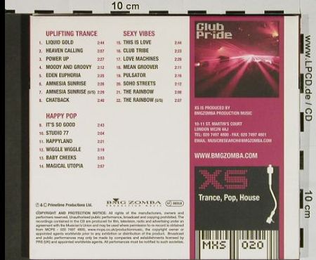 V.A.MXS 020-Club Pride: Trance,Pop,House Digi, Match Production Music (MXS 020), EU, UK Typ: CD Best.-Nr.: 84477 Preis: 10,00 Euro.