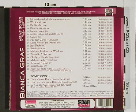 Graf,Bianca: Meine Songs,Best of 21Singles,97-07, Xenia Records (LP-CD 70001), D, Digi, 2007 Typ: CD Best.-Nr.: 84494 Preis: 7,50 Euro.