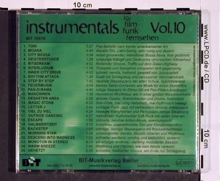 V.A.Library BIT - Instumentals: f&uuml;r Film,Funk,Fernsehen, Vol.10, Bit-Musikverlag (BIT 10510), D, 25Tr., 2005 Typ: CD Best.-Nr.: 84499 Preis: 7,50 Euro.