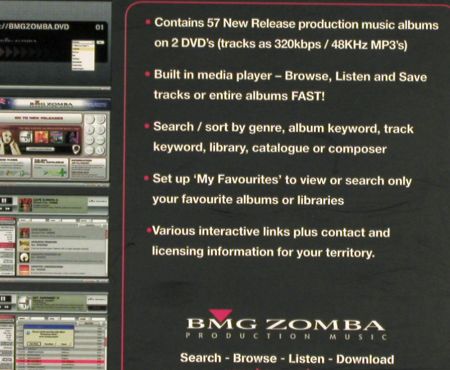 V.A.Library BMG&sol;Zomba DVD: Vol.04 - 57 new Releases, Universal (04A&sol;04B), EU, 2007 Typ: DVD*2 Best.-Nr.: Z211 Preis: 20,00 Euro.
