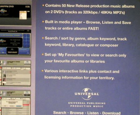 V.A.Library UNIPPM DVD: Vol.05 - 50 new Releases, Universal (5A&sol;5B), EU, 2007 Typ: DVD*2 Best.-Nr.: Z212 Preis: 20,00 Euro.