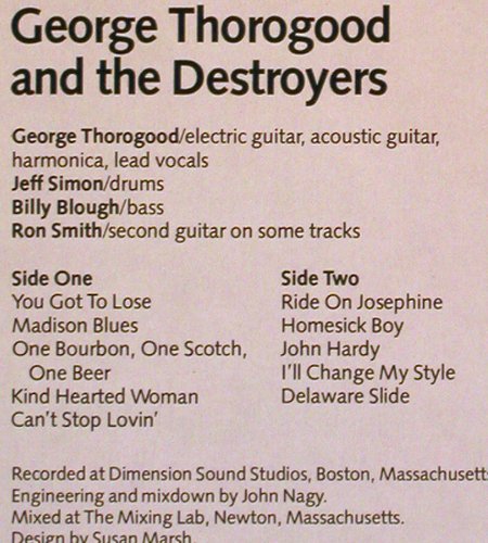 Thorogood,George & Destroyers: Same, rec.1978, Sonet (INT 147.101), D, Ri, 1980 Typ: LP Best.-Nr.: V2883 Preis: 7,50 Euro