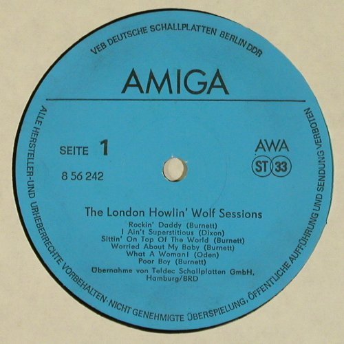 Howlin'Wolf: The London H.W.Sessions (1970), Amiga (8 56 242), DDR, 1986 Typ: LP Best.-Nr.: V4509 Preis: 9,00 Euro