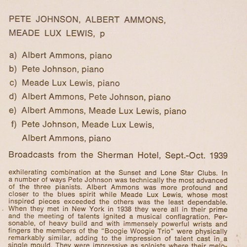 Johnson,Pete/Ammons/M.L.Lewis: Boogie Woogie Trio (1939 broadcast), Storyville(670 184), D, Mono,  - LP - V4832 - 7,50 Euro