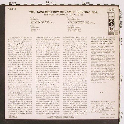 Rushing,Jimmy / Buck Clayton Orch.: The Jazz Odyssey of, CBS (CL 963), E, 1987 Typ: LP Best.-Nr.: V4971 Preis: 7,50 Euro
