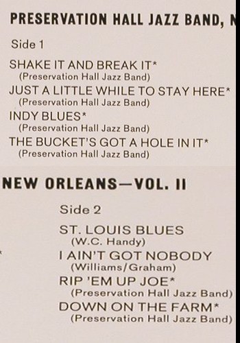 Preservation Hall Jazz Band: New Orleans, Vol.2 ConcertSale only, CBS(FM 37780), US, 1982 - LP - V5019 - 9,00 Euro