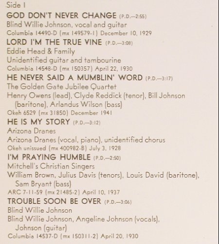 V.A.The Gospel Sound Vol.2: Blind Willie Johnson..Marion Wiliam, CBS (M 67280), NL, Foc, 1972 Typ: 2LP Best.-Nr.: V5066 Preis: 12,50 Euro