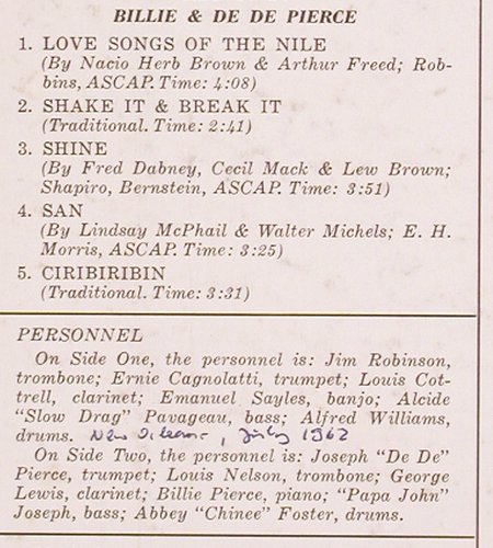 Robinson,Jim/Billie & De De Pierce: Jazz At Preservation Hall 2, Atlantic (1409), US, 1963 Typ: LP Best.-Nr.: V5093 Preis: 12,50 Euro