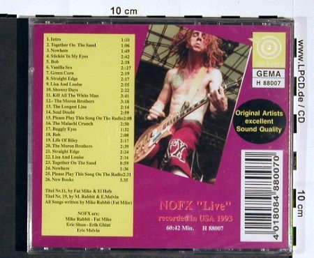 NOFX: Bob, Live USA 1993, FS-New, Hot Shot (H 88007), , 1993 Typ: CD Best.-Nr.: 84466 Preis: 15,00 Euro.