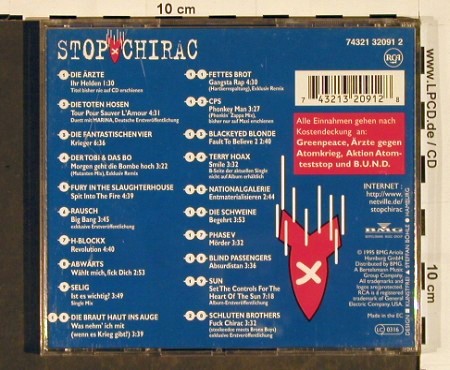 V.A.Stop Chirac: &Auml;rzte,TotenHosen..Schluchten Broth., RCA (74321 32091-2), D, 20 Tr., 1995 Typ: CD Best.-Nr.: 84522 Preis: 5,00 Euro.