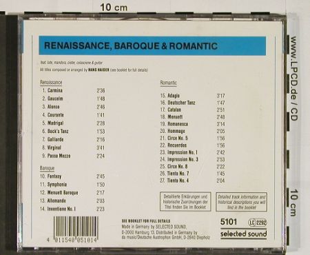 Haider,Hans: Renaisance,Baroque&Romantic, Selected Sound(5101), D, 1992 - CD - 84483 - 10,00 Euro