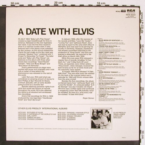 Presley,Elvis: A Date with (1959), RCA International (INTS 5032), UK, Ri, 1980 Typ: LP Best.-Nr.: V4507 Preis: 9,00 Euro