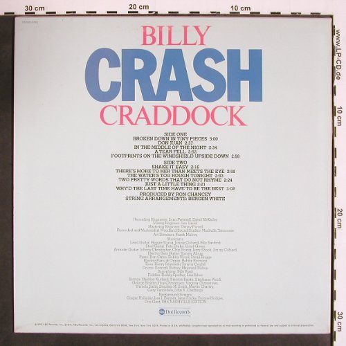 Craddock,Billy: Crash, ABC Dot (DOSD-2063), US, m-/vg+, 1976 Typ: LP Best.-Nr.: V4585 Preis: 6,00 Euro