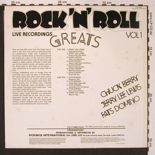 V.A.Rock'n'Roll Greats Vol.1: Jerry Lee Lewis,ChuckBerry,F.Domino, Contour, live rec.(CN 2014), UK, m-/vg+,  - LP - V5482 - 4,00 Euro