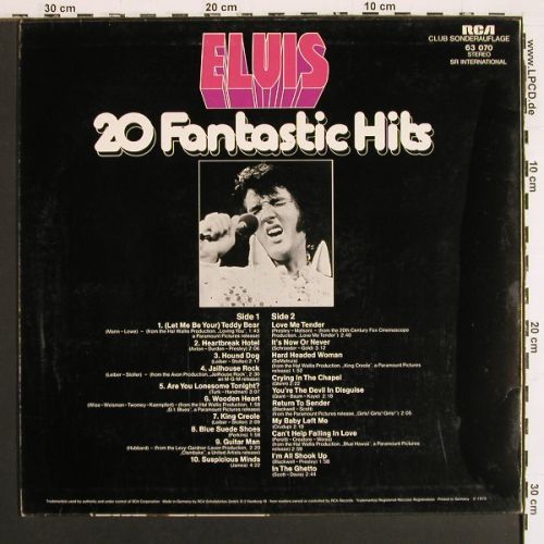 Presley,Elvis: 20 Fantastic Hits, RCA Club Sonderauflage (63 070), D, 1975 Typ: LP Best.-Nr.: V7558 Preis: 9,00 Euro.
