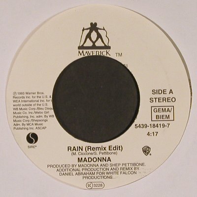 Madonna: Rain / Fever, Maverick/Sire(054391841971), D, 1993 - 7inch - T5745 - 20,00 Euro