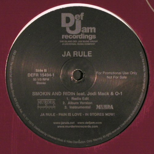 Ja Rule: Down A**Chick*3, Smokin and Ridin*3, Def Jam (DEFR 15494-1), US,Promo, 2001 Typ: 12" Best.-Nr.: B8757 Preis: 3,00 Euro