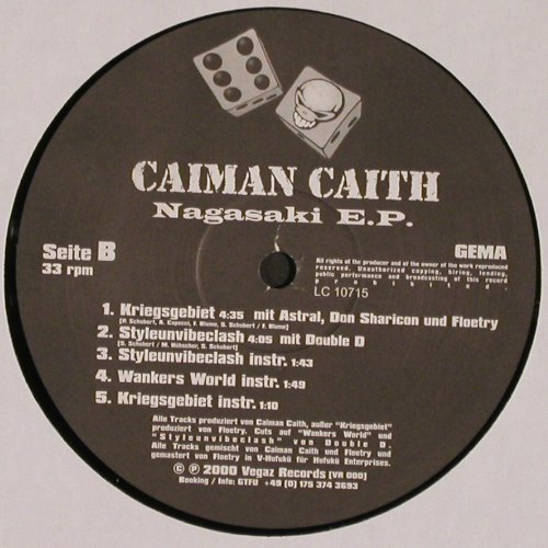 Caiman Caith: Nagasaki E.P., 10 Tr., Vegaz Records, LC (VR 000), D, 33rpm, 2000 Typ: 12" Best.-Nr.: B9135 Preis: 3,00 Euro