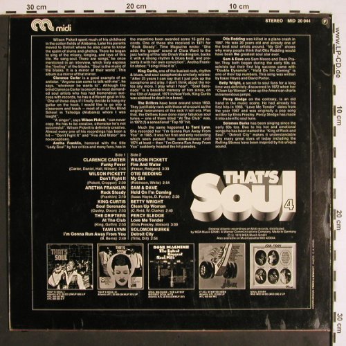 V.A.That's Soul 4: Clarence Parker... Solomon Burke, Midi(MID 20 044), D,12Tr., 1972 - LP - V1878 - 7,50 Euro