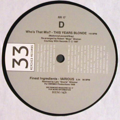 V.A.Remixed Records: Jellybean...Varous (mix), Remixed Records (RR17), S, 1986 Typ: 12"*2 Best.-Nr.: V2535 Preis: 9,00 Euro