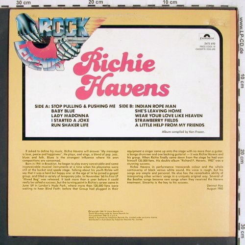 Havens,Richie: Rock Legends, Polydor (2475 690), Australia, 1980 Typ: LP Best.-Nr.: V4061 Preis: 9,00 Euro