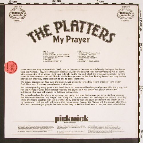 Platters: My Prayer, Hallmark (SHM 876), UK, stoc, 1975 Typ: LP Best.-Nr.: V4323 Preis: 6,00 Euro