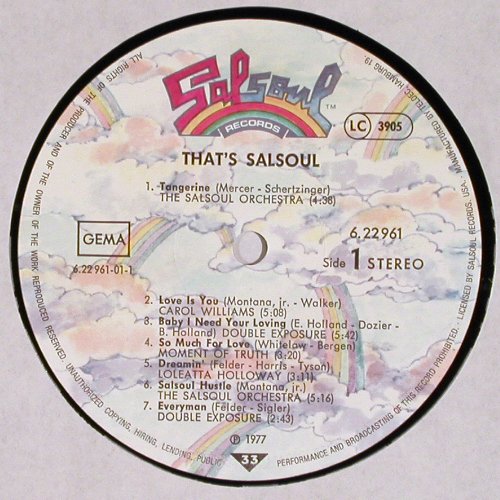 V.A.That's Salsoul: Salsoul Orch., Carol Williams..., Salsoul (6.22961), D, 14Tr., 1977 Typ: LP Best.-Nr.: V4353 Preis: 9,00 Euro