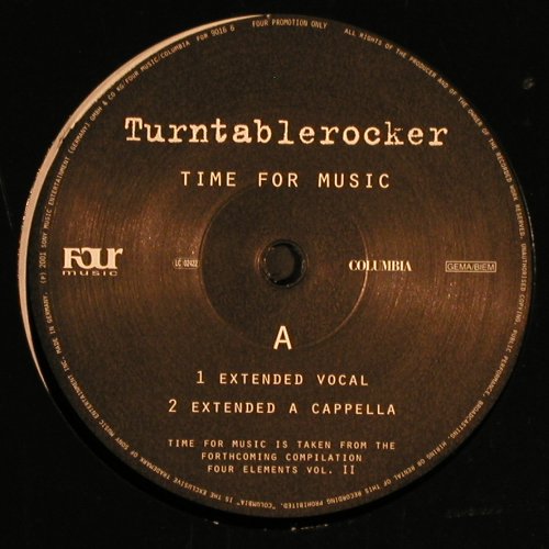 Turntablerocker: Time For Music*3+1, LC, Four Music (FOR 9016 6), D, 2001 Typ: 12" Best.-Nr.: V5074 Preis: 6,00 Euro