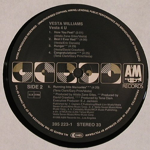 Williams,Vesta: Vesta 4 U, AM(395223-1), D, 1988 - LP - V5221 - 4,00 Euro
