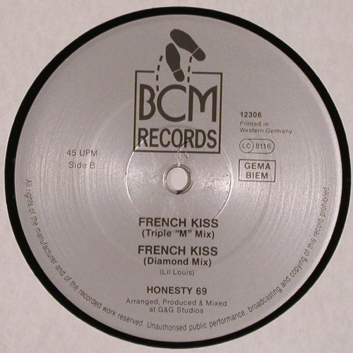 Honesty 69: French Kiss *3, BMC(12306), D, 1989 - 12inch - V5267 - 3,00 Euro
