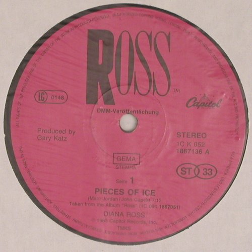 Ross,Diana: Pieces Of Ice*2 b/w instrum., Capitol (1867136), D, 1983 Typ: 12" Best.-Nr.: V5409 Preis: 4,00 Euro