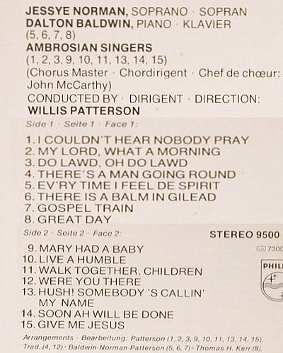 Norman,Jessye: Negro Spirituals, Philips (9500 580), NL, 1978 Typ: LP Best.-Nr.: V5725 Preis: 7,50 Euro