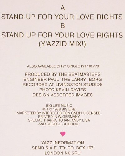 Yazz: Stand Up For Your Love Rights *2, Blow Up (INT 125.751), D,redVinyl, 1988 Typ: 12" Best.-Nr.: V5766 Preis: 4,00 Euro