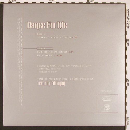 Sisqo: Dance For Me*3, Def Soul (QOVP1), US, Promo, 2001 Typ: 12" Best.-Nr.: V6308 Preis: 5,00 Euro