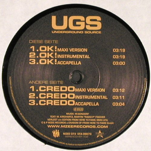 Undergrouns Source: OK!  *3 / Credo *3, MZEE (MZEE 073), D, 2001 Typ: 12" Best.-Nr.: V6317 Preis: 7,50 Euro