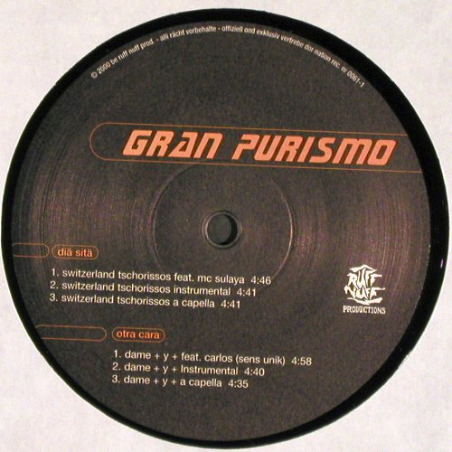 Gran Purismo: Switzerland Tschorissos*3 / Dame *3, Nation Rec. (0061-1), CH, 2000 Typ: 12" Best.-Nr.: V6328 Preis: 7,50 Euro