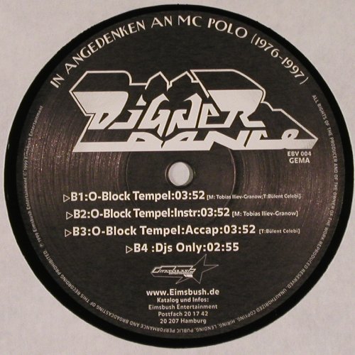 Digger Dance: Digg It*4+3 (33rpm), Eimsbush (EBV 004), D, 1999 Typ: 12" Best.-Nr.: V6388 Preis: 9,00 Euro