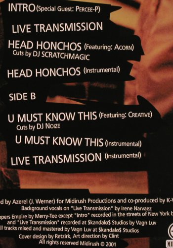 Urban Broadcast: Live Transmission*2+5, Midirush (Midi 001), DK, 2001 Typ: 12" Best.-Nr.: V6397 Preis: 6,00 Euro