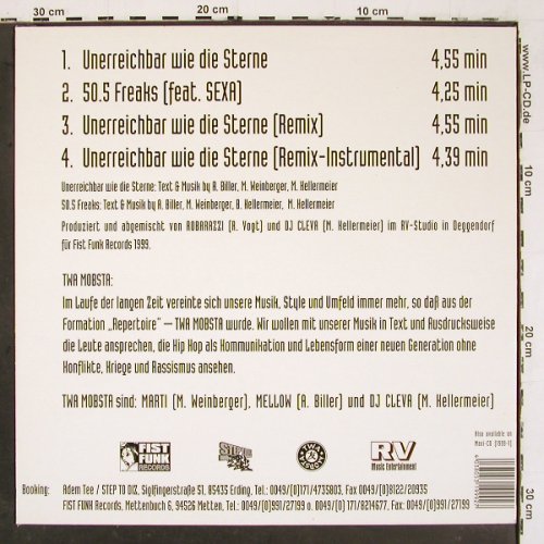 TWA Mobsta: Unerreichbar wie die Sterne*3+1, Fist Funk Records (1999-2), D, 1999 Typ: 12" Best.-Nr.: V6398 Preis: 5,00 Euro