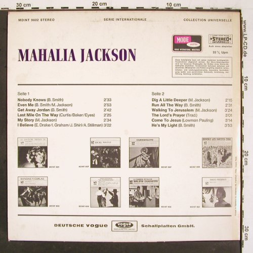 Jackson,Mahalia: Same, Mode Serie / Vogue (MDINT 9602), D, 1967 Typ: LP Best.-Nr.: V6510 Preis: 9,00 Euro