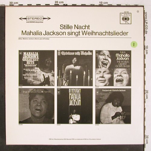 Jackson,Mahalia: Stille Nacht (1966), CBS (CBS 62 130), NL, Ri Typ: LP Best.-Nr.: V6511 Preis: 6,00 Euro