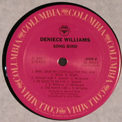 Williams,Deniece: Song Bird, Promo Stamp, Columbia (JC 34911), US, 1977 Typ: LP Best.-Nr.: V6702 Preis: 7,50 Euro.