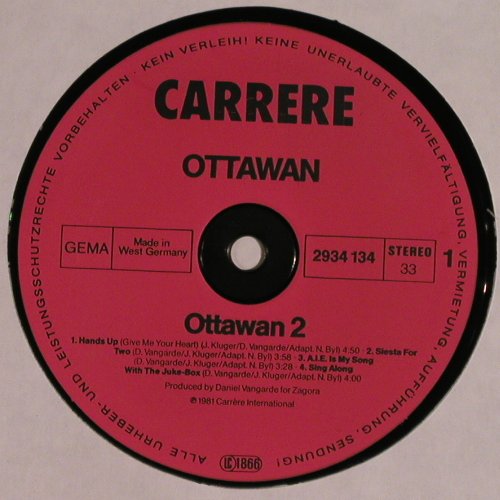 Ottawan 2: Same, Carrere (2934 134), D, 1981 Typ: LP Best.-Nr.: V6833 Preis: 5,00 Euro.