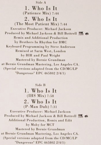 Jackson,Michael: Who is it*4,mixs/dub,Broth i.R/Moby, Epic(658179 6), NL, 1992 - 12inch - V6845 - 6,00 Euro