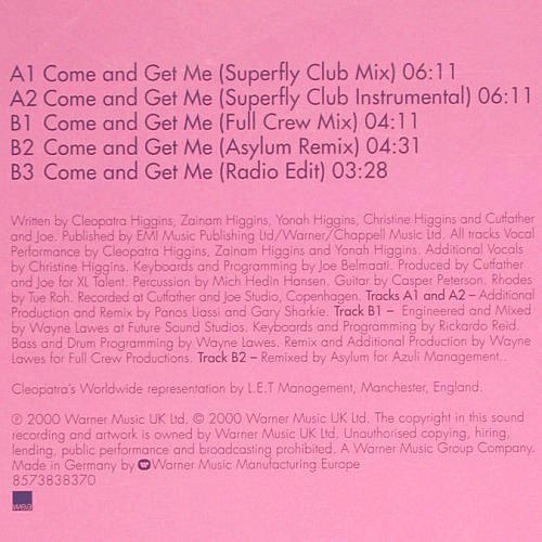 Cleopatra: Come and get me*5, WEA (8573838370), D, 2000 Typ: 12" Best.-Nr.: V6893 Preis: 5,00 Euro.