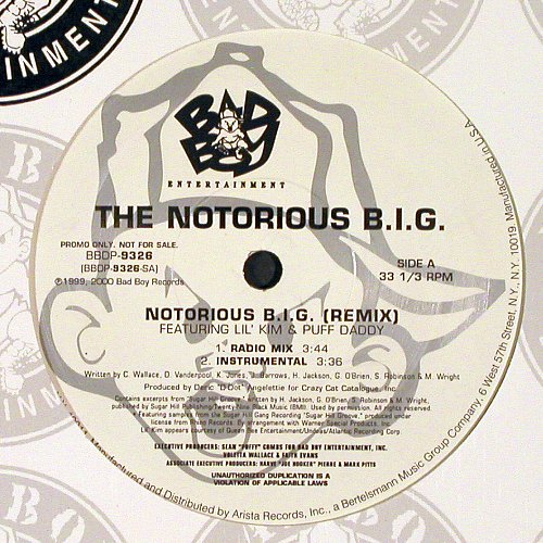 Notorious B.I.G.: Notorious B.I.G.(remix), Bad Boy Entertainment(BBDP-9326), US,Promo, 2000 - 12inch - V6897 - 6,00 Euro