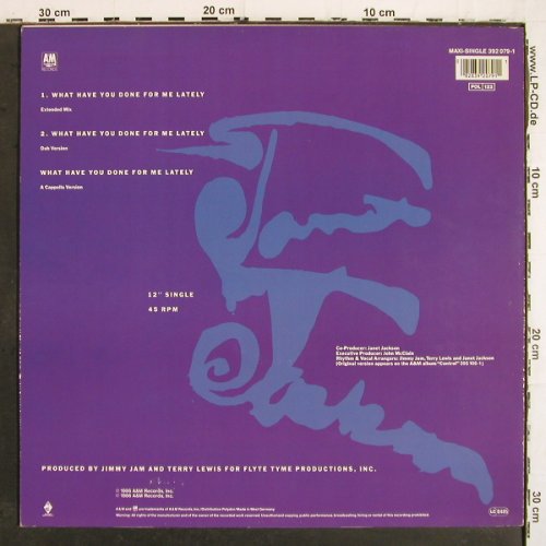 Jackson,Janet: What Have You Done For Me...*3, AM (392 079-1), D, m &sol; vg+, 1986 Typ: 12" Best.-Nr.: V7002 Preis: 3,00 Euro.